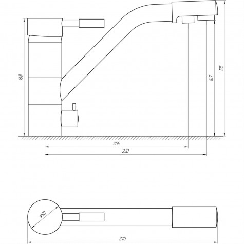 Змішувач для кухні під осмос Globus Lux LAZER GLLR-0555-8-STSTEEL