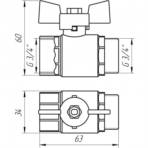 Кран кульовий прямий Q PROFESSIONAL 3/4″ ЗВ КБ PN40 QP152