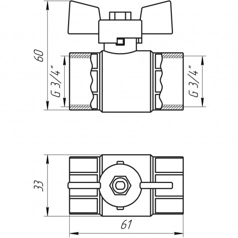 Кран кульовий прямий Q PROFESSIONAL 3/4″ ВР КБ PN40 QP151