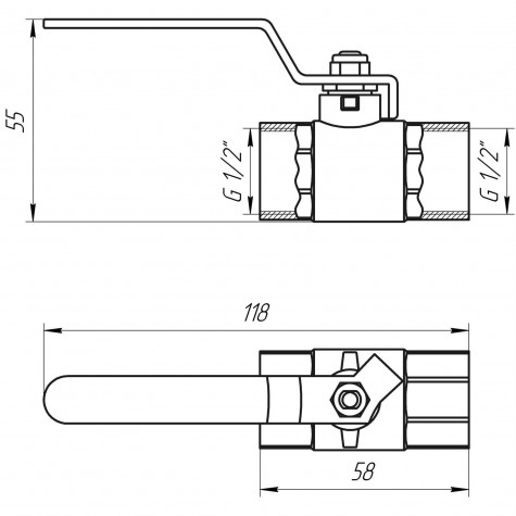 Кран кульовий прямий Q PROFESSIONAL 1/2″ ВР КР PN40 QP151