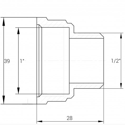 Перехідник редукційний латунний 1″ВР х 1/2″ЗР штампувань А0602А VA