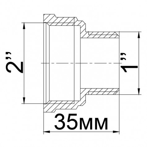 Перехідник редукційний латунний 2″ВР х 1″ЗР ліварний посилень 620-1Б
