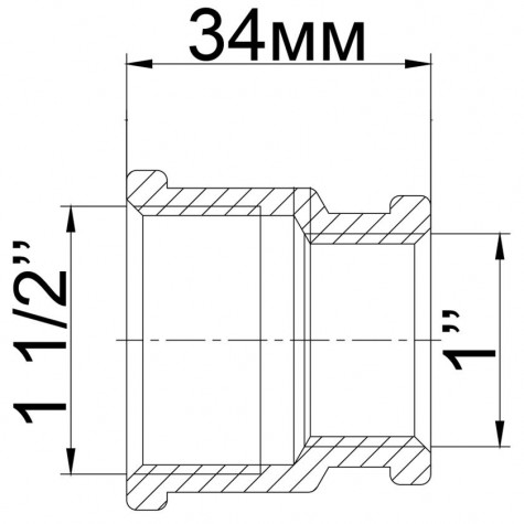 Муфта редукційна латунна 1 1/2″ВР х 1″ВР ливарна 309Б