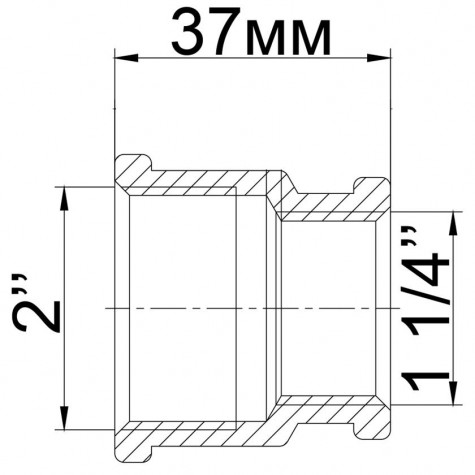 Муфта редукційна латунна 2″ВР х 1 1/4″ВР ліварна 322Б