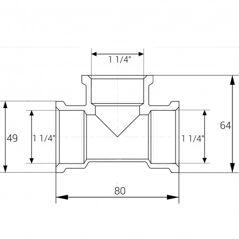 Трійник латунний 1 1/4″ВР х 1 1/4″ВР х 1 1/4″ВР ліварний A0208-1А VA