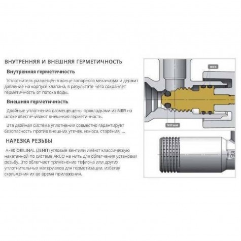 Кран вентильный кутовий ARCO 1/2″х 3/4(+3/8″) ZENIT Z0915 REGULA