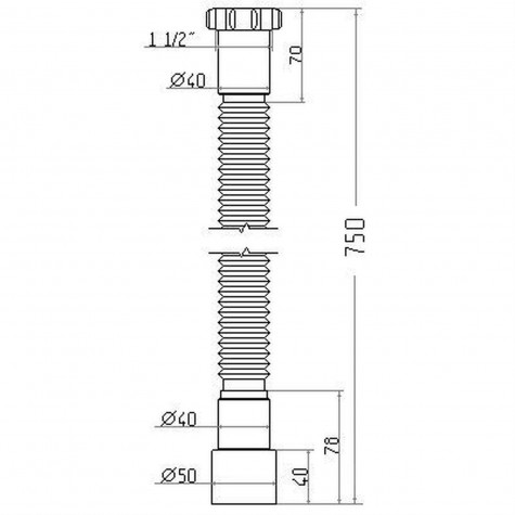 Гнучка труба Waterstal АС-1013 1 1/2″х40/50 з гайкою, 750мм