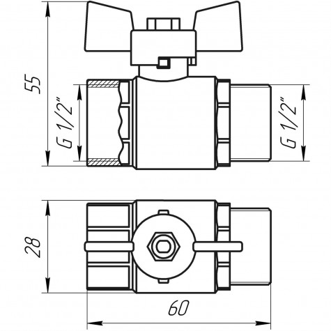 Кран кульовий прямий Q PROFESSIONAL 1/2″ ЗВ ЗБ PN40 QP152