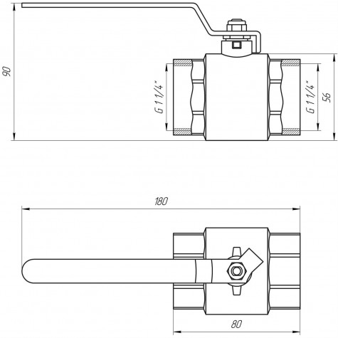 Кран кульовий прямий Q PROFESSIONAL 1 1/4″ ВР КР PN40 QP151