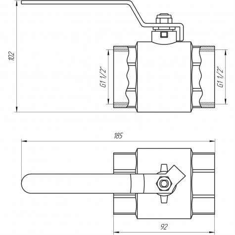 Кран кульовий прямий Q PROFESSIONAL 1 1/2″ ВР КР PN40 QP151