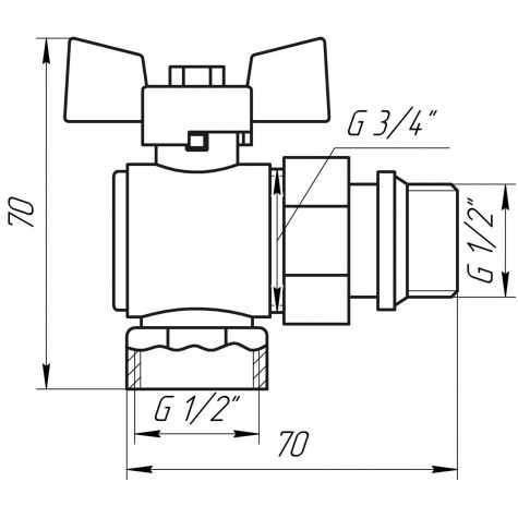 Кран кульовий кутовий з американкою Q PROFESSIONAL QP004 PN40 1/2″ антипротікання, Біла бабочка