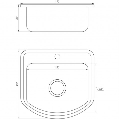 Мийка кухонна прямокутна 490x460х180 Decor MR 4946 D Mira