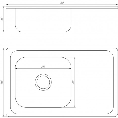 Мийка кухонна прямокутна з поліцею 780х480х180 Decor MR 7848 D Mira