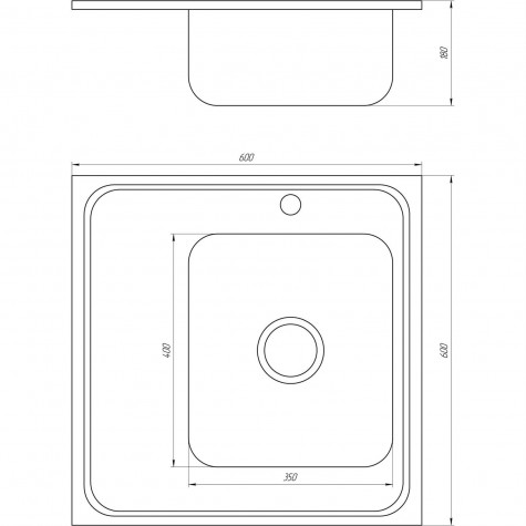 Мийка кухонная накладна 600х600х180 Decor Right MR 6060 R D Mira