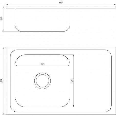 Мийка кухонная прямокутна 800х500х180 Decor Left MR 8050 L D Mira