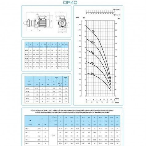Насос відцентровий горизонтальний багатоступеневий OP-40/2 0.75 кВт SAER (14 м3/г, 21,5 м)
