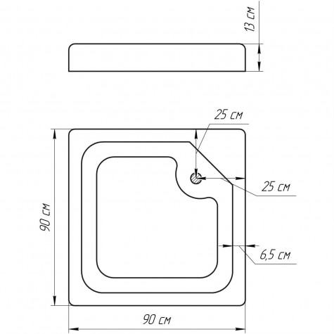 Душовий квадратний піддон BRAVO LUBAWA SL90 (1уп.)