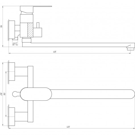 Змішувач для ванни TOPAZ BARTS TB 07116-H36