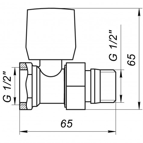 Кран радіаторний прямий ECO Technology ECO5106 1/2″ вентильний з ущільнювачем