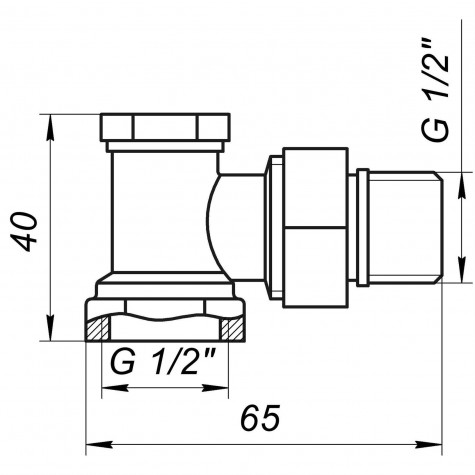 Кран радіаторний кутовий ECO Technology ECO5007 (ECO5107) 1/2″ під ключ із ущільнювачем