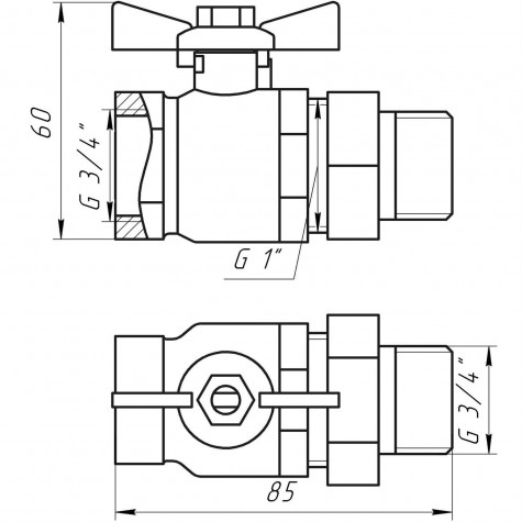 Кран кульовий прямий з американкою ARCO 3/4″ SENA 154104