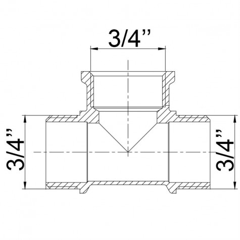 Трійник латунний 3/4″ЗР х 3/4″ВР х 3/4″ЗР ливарний 658Б