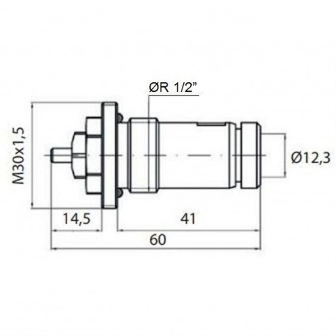 Клапан OUTER під термоголовку М30x1,5 панельного радіатора KALDE 1/2″ ЗР ECO5029 (на трубу)