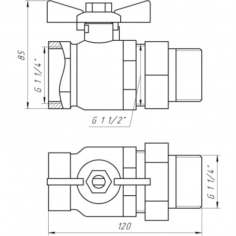 Кран кульовий прямий з американкою ARCO 1 1/4″ SENA 154106