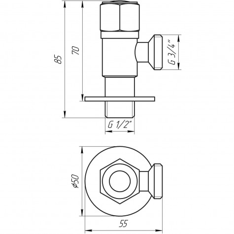 Кран кульовий кутовий Professional 1/2″х3/4″ NV-QP888