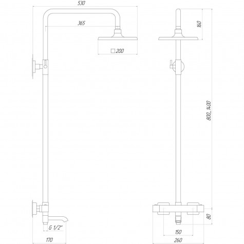 Душова система Globus Lux Termostatic Q GLM-0041T-BB