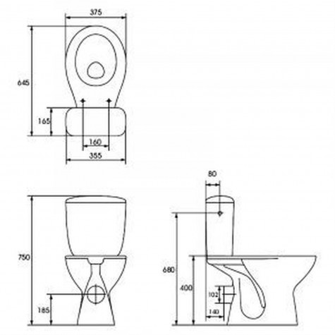 Компакт Cersanit 653 TAPIA 010 3/6 з кришкою поліпропілен