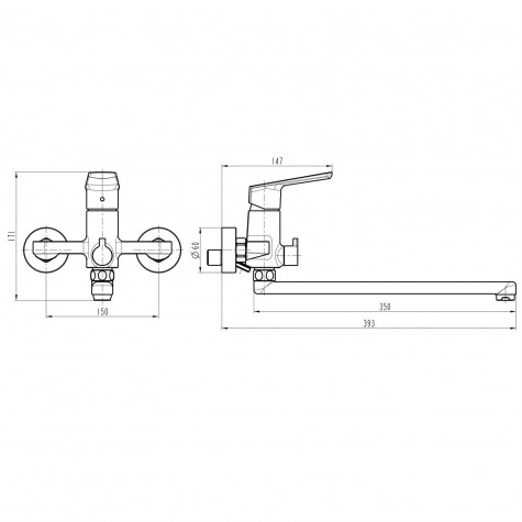 Змішувач для ванни TOPAZ LEXI TL21208A-H57-BL