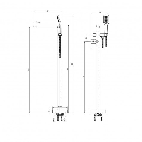 Змішувач для ванни TOPAZ BARTS TB 07113-H36