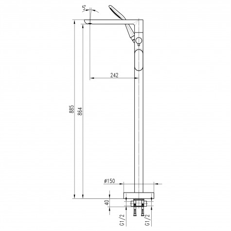 Змішувач для ванни TOPAZ BARTS TB 07113-H36