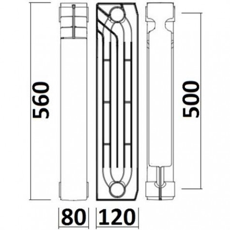 Радіатор біметалевий секційний QUEEN THERM 500/120 (кратно 10)