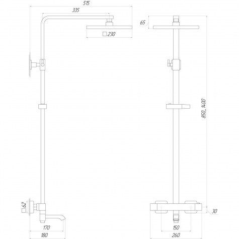 Душова система Globus Lux Termostatic Q VAN-GLQ-0041T