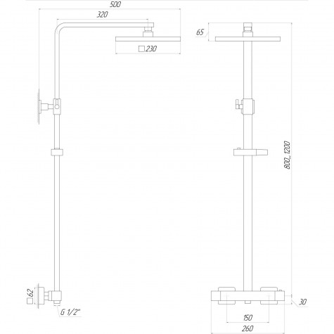 Душова система Globus Lux Termostatic  GLQ-0040T