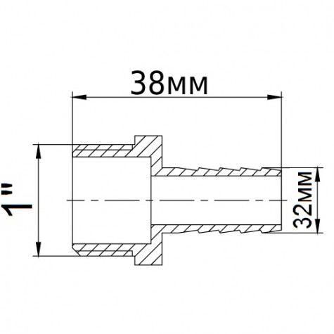 Штуцер латунний 1″ЗР х 32мм ливарний 1622Б