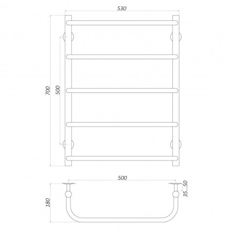 Полотенцесушарка UNIO LS W 700-500-5 Драбинка Скоба вода