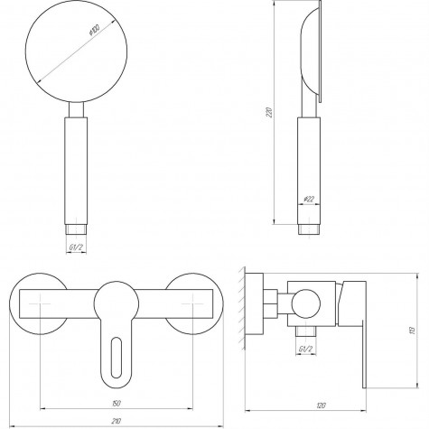 Змішувач для душу Globus Lux RING SR-105