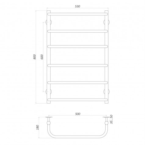 Полотенцесушарка UNIO LS W 800-500-6 Драбинка Скоба вода