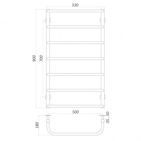 Полотенцесушарка UNIO LS W 900-500-7 Драбинка Скоба вода