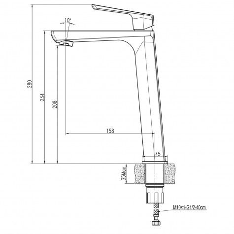 Змішувач для умивальника TOPAZ LEXI  TL 21203-H57