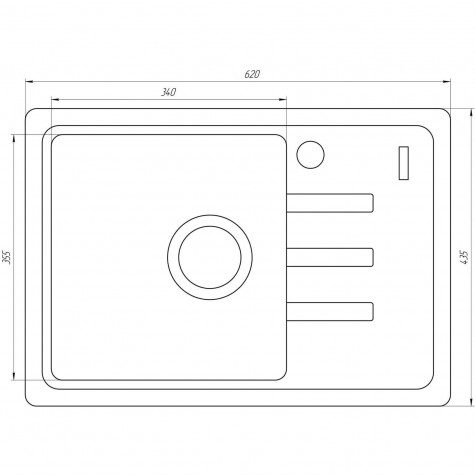 Гранітна мийка Globus Lux MONO чорний 620х435мм-А0002