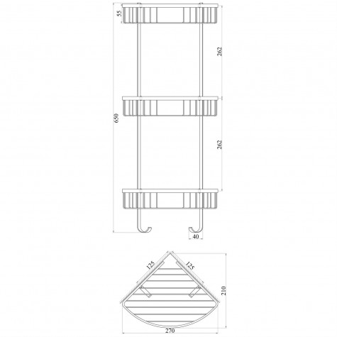 Поличка потрійна кутова TOPAZ 4134