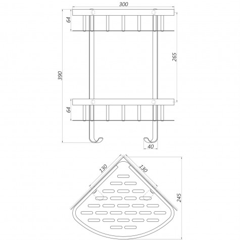 Полка подвійна кутова TOPAZ TKB-9902-BL