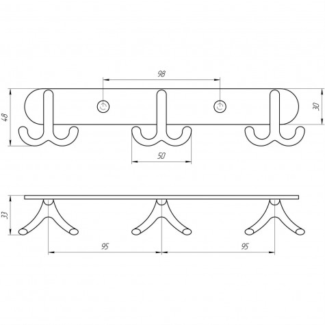 Планка з гачками Perfect Sanitary Appliances RM 1502-3