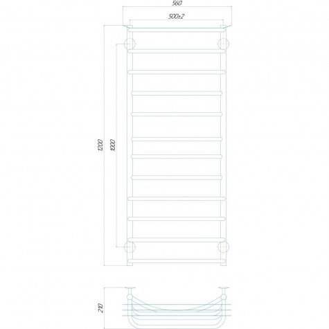 Полотенцесушарка UNIO Zp W 1200-500-12 Зета з поліцею вода