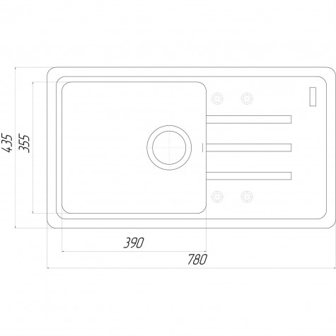 Гранітна мийка Globus Lux LUGANO чорний 780х435мм-А0002