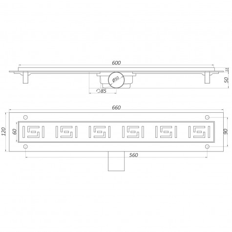 Трап лінійний душовий TILLO TM009-60 60см